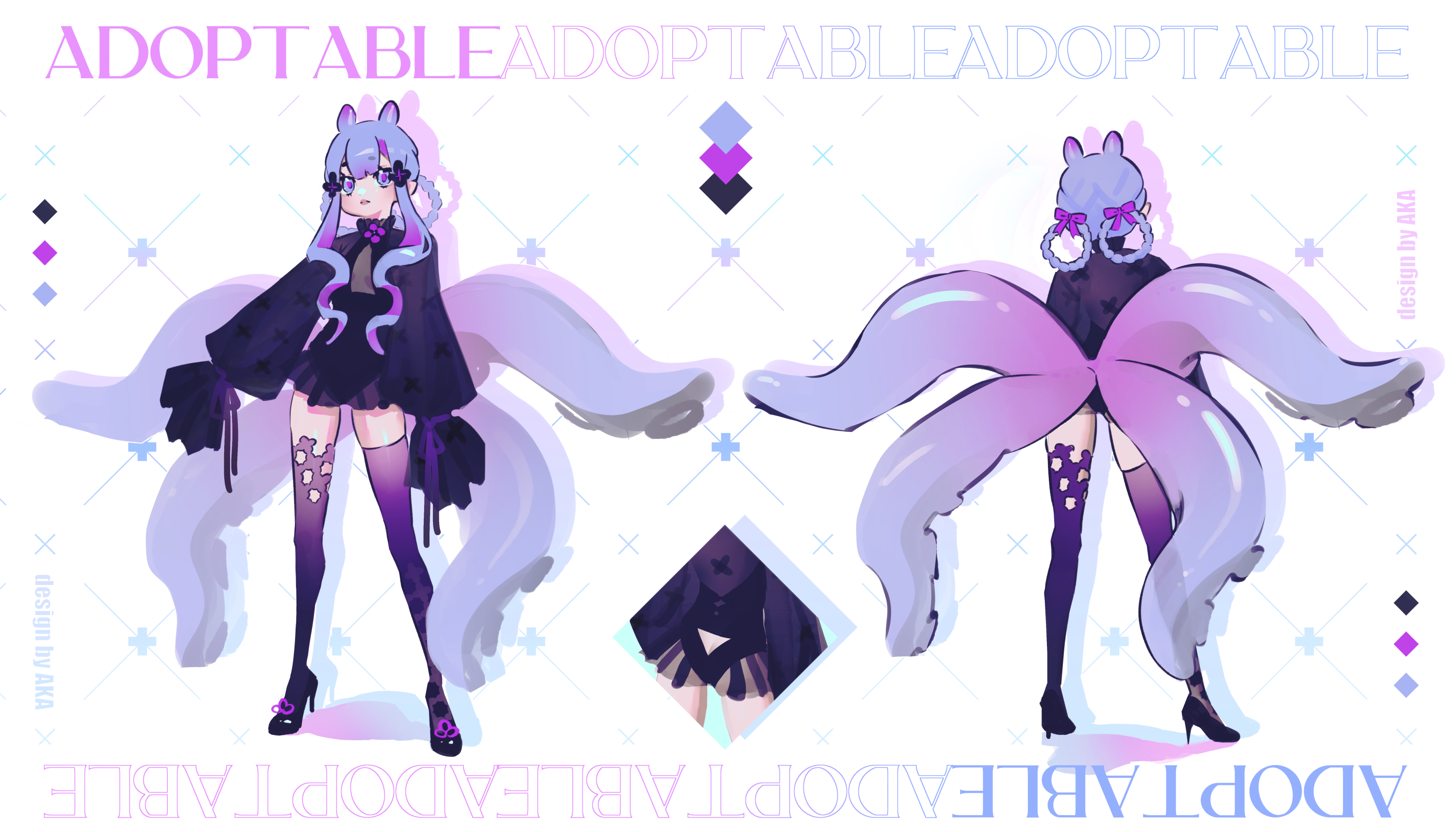 Adoptable Character Design illustration : Purple Octopus